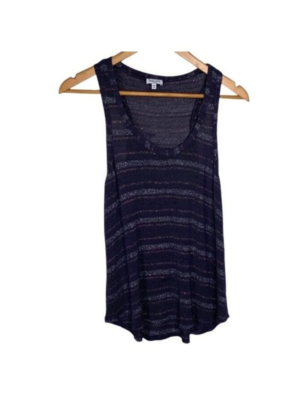 Splendid Women Small Metallic Purple Sleeveless Shimmer Tank Top Party Holiday